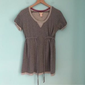 Destination Maternity Two Hearts Terry Short Sleeve Jersey Top Grey S